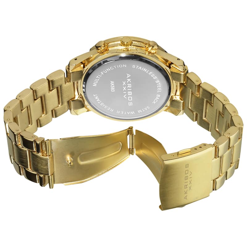 Akribos XXIV Women's Quartz Multifunction Fashion Gold-Tone Bracelet Watch