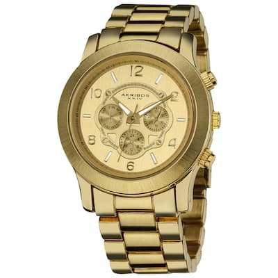 Akribos XXIV Women's Quartz Multifunction Fashion Gold-Tone Bracelet Watch
