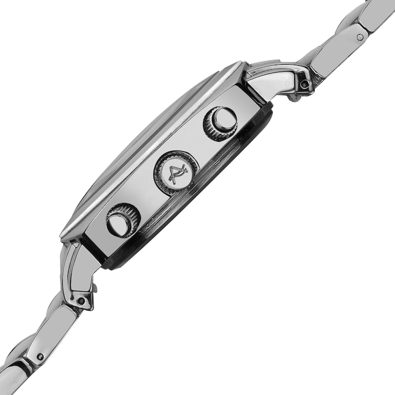 August Steiner Women's Resin Silvertone Swiss Quartz Multifunction White Bracelet Watch