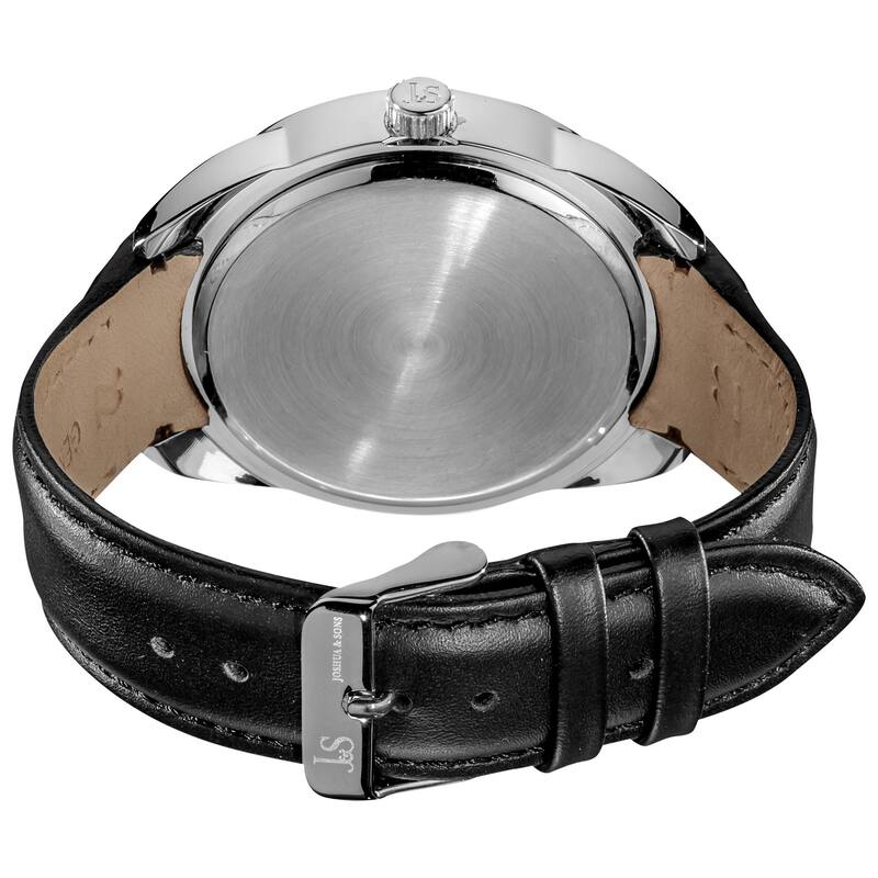 Joshua & Sons Men's Multifunction Tachymeter Leather Grey Strap Watch