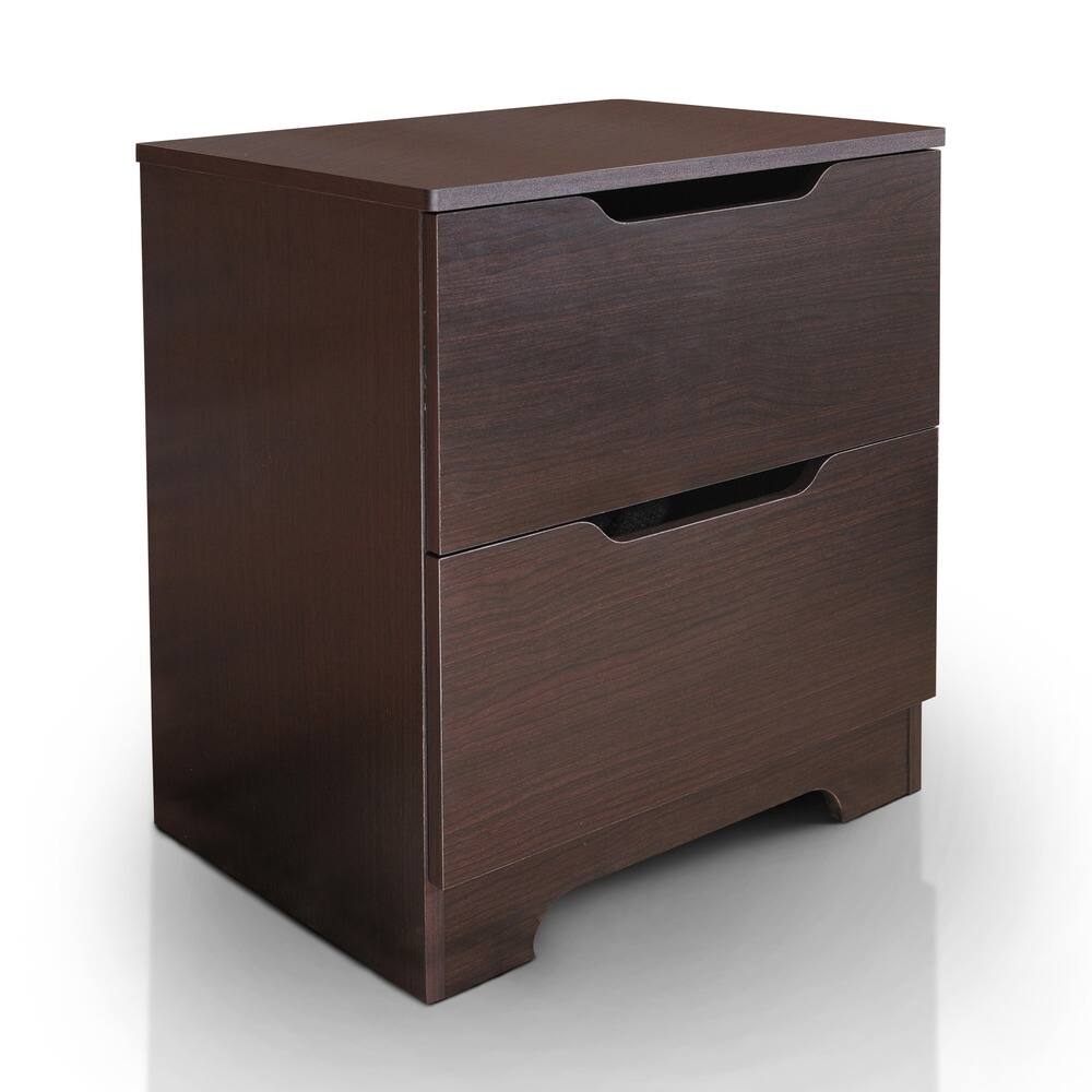 Furniture of America Kari Modern Knobless 2-drawer Walnut Finish Nightstand