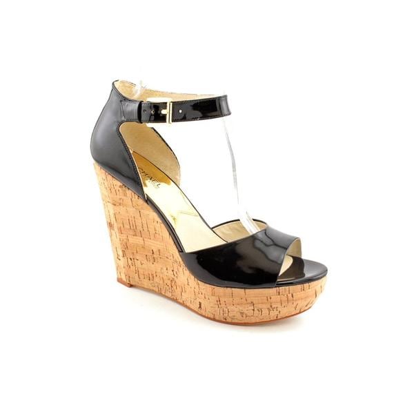 Michael Kors Womens Ariana Wedge Patent Leather Sandals