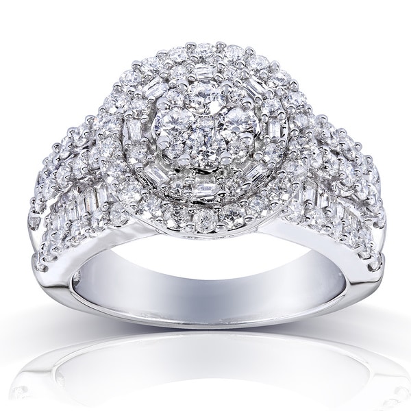 Annello by Kobelli 14k Gold 2ct TDW Diamond Halo Cluster Engagement ...