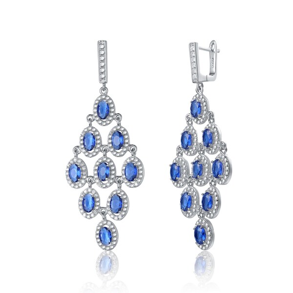 Shop Collette Z Sterling Silver Blue Cubic Zirconia Oval Chandelier