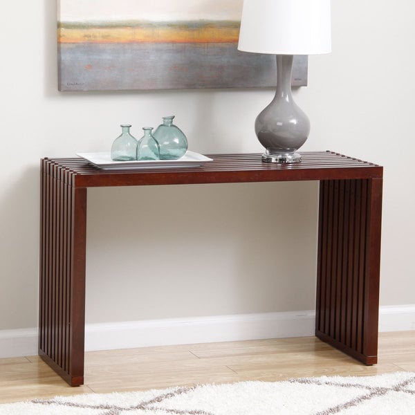 Slat Walnut Finish Sofa Table Coffee, Sofa & End Tables