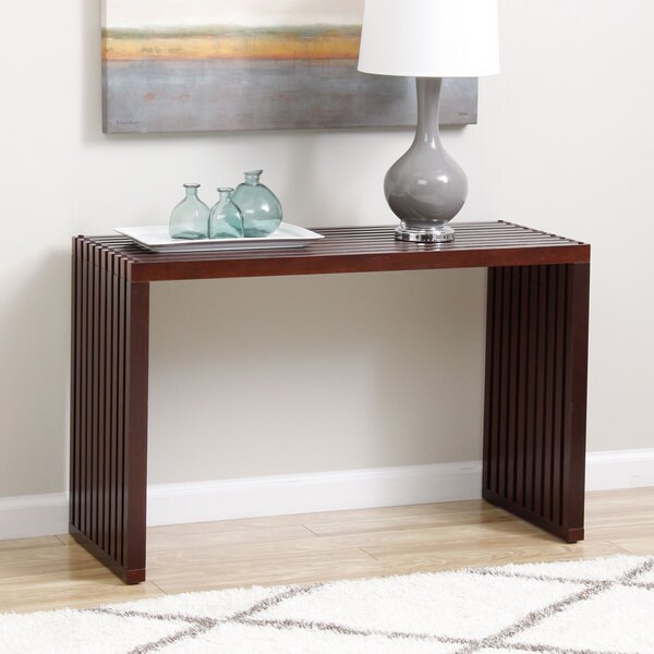Shop Slat Espresso Finish Sofa Table Free Shipping Today Overstock