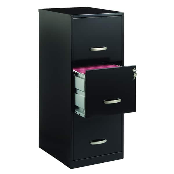 Shop Space Solutions 3 Drawer Black Steel File Cabinet Overstock