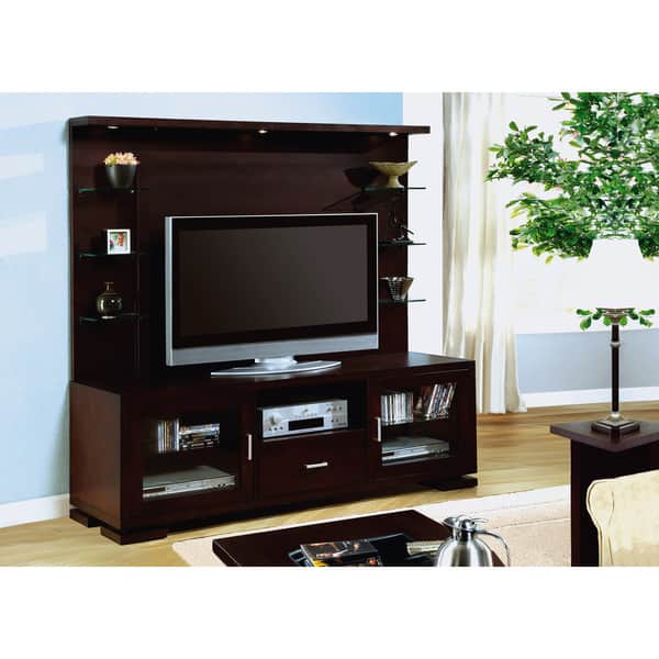 Cappuccino Veneer TV Console and Hutch Bed Bath & Beyond 7941042