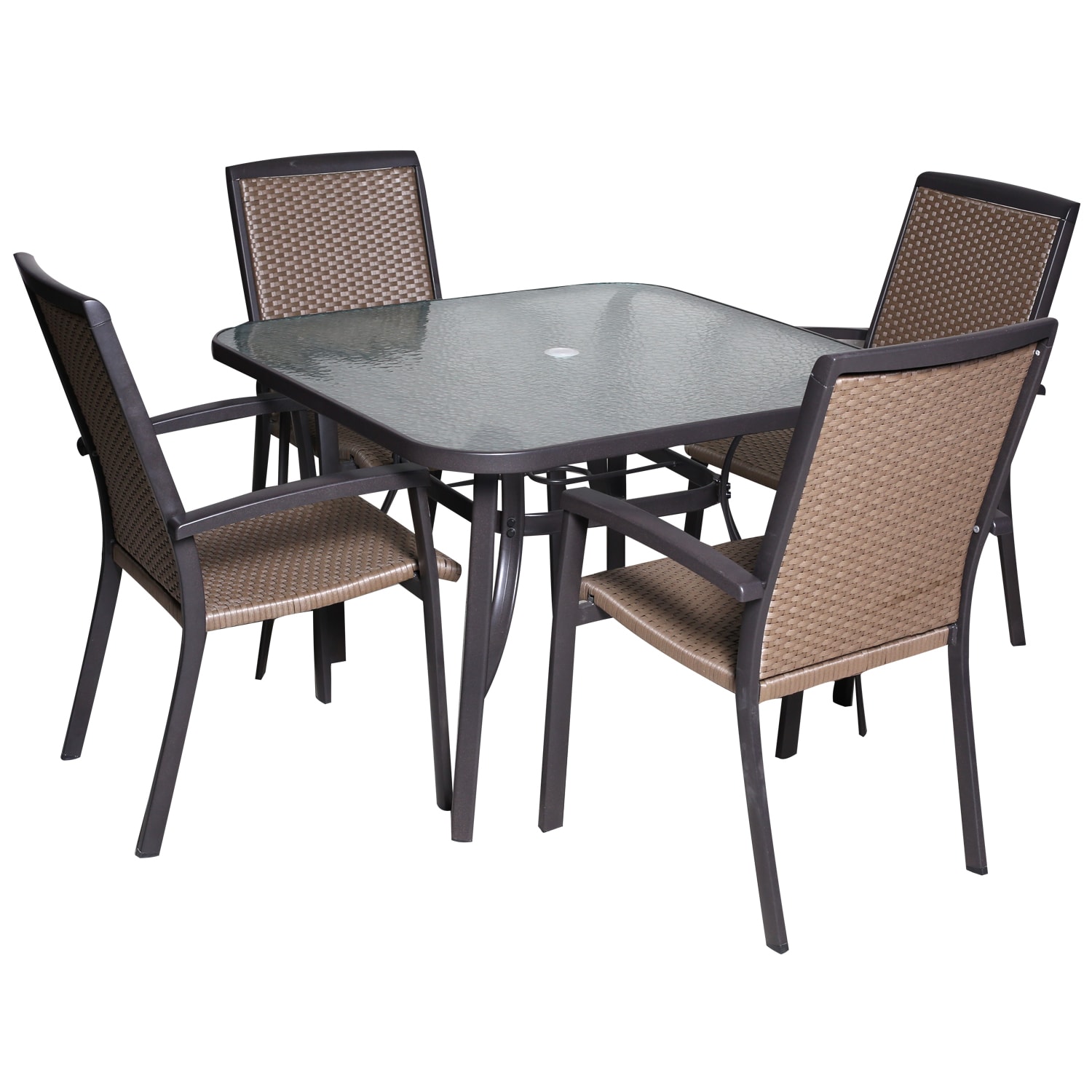 California Casual St. Charles Wine Wicker Dining Set Black Size 5 Piece Sets