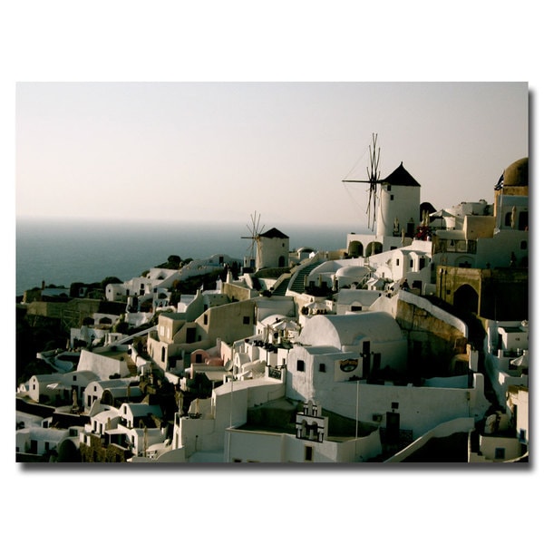 Windmill Sunset in Santorini Gallery wrapped Canvas Art