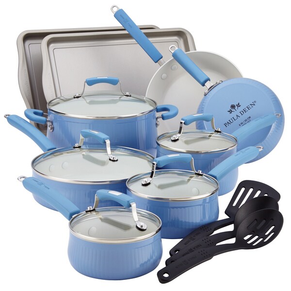 Paula Deen Savannah Collection Aluminum 17 piece Blueberry Cookware