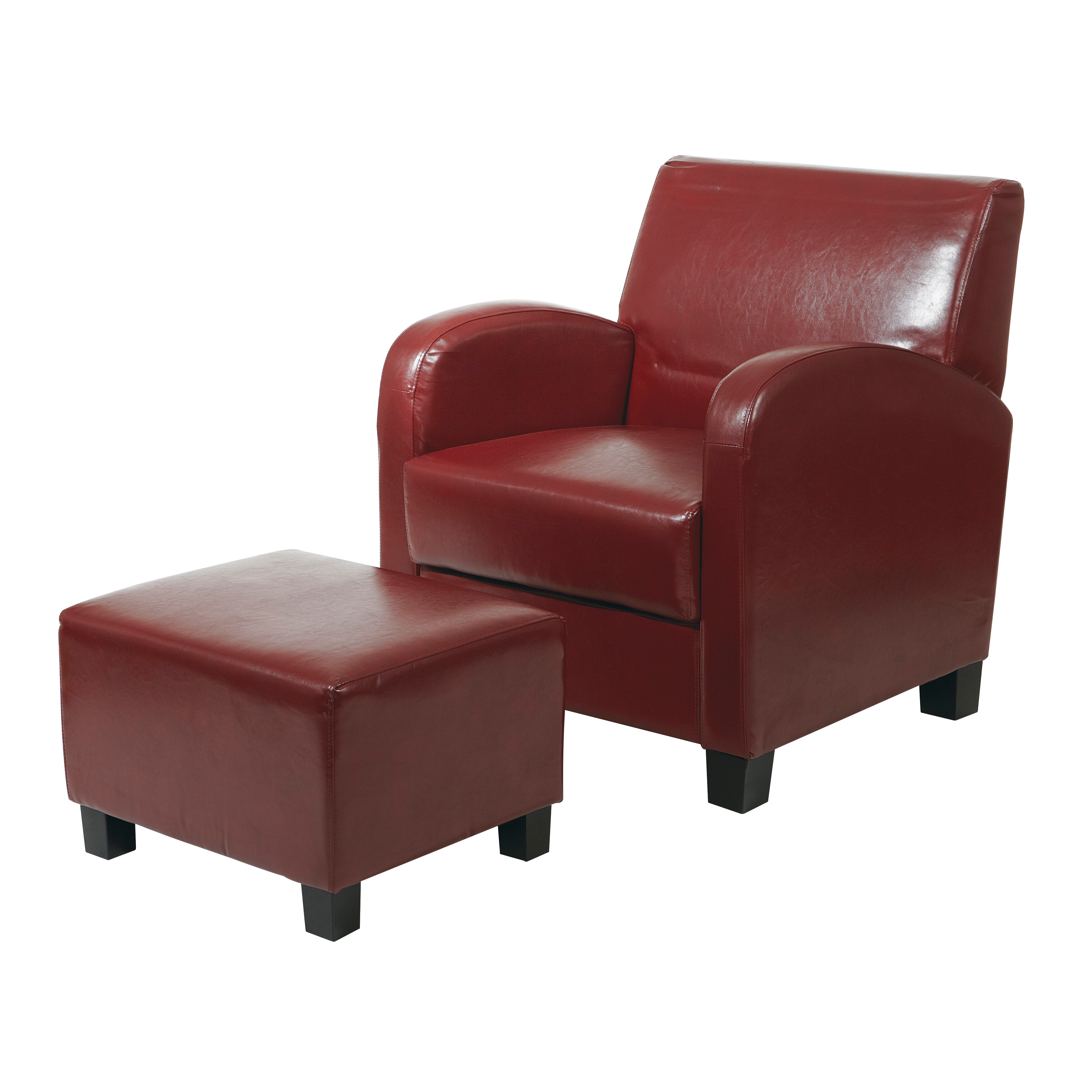 Faux Leather Chair And Ottoman | Wooden Cabinets Vintage