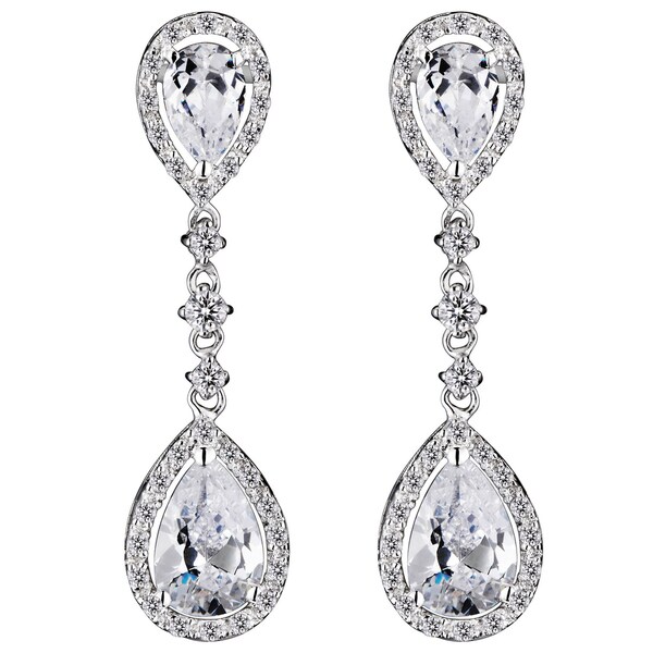 Shop Collette Z Sterling Silver Cubic Zirconia Pear-shape Dangling ...