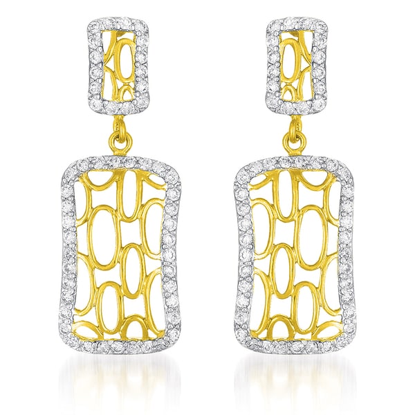 Collette Z Goldplated Sterling Silver Lace Desing Earrings Collette Z Cubic Zirconia Earrings