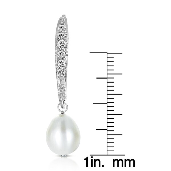 Collette Z Sterling Silver Cubic Zirconia Pearl Dangling Earrings