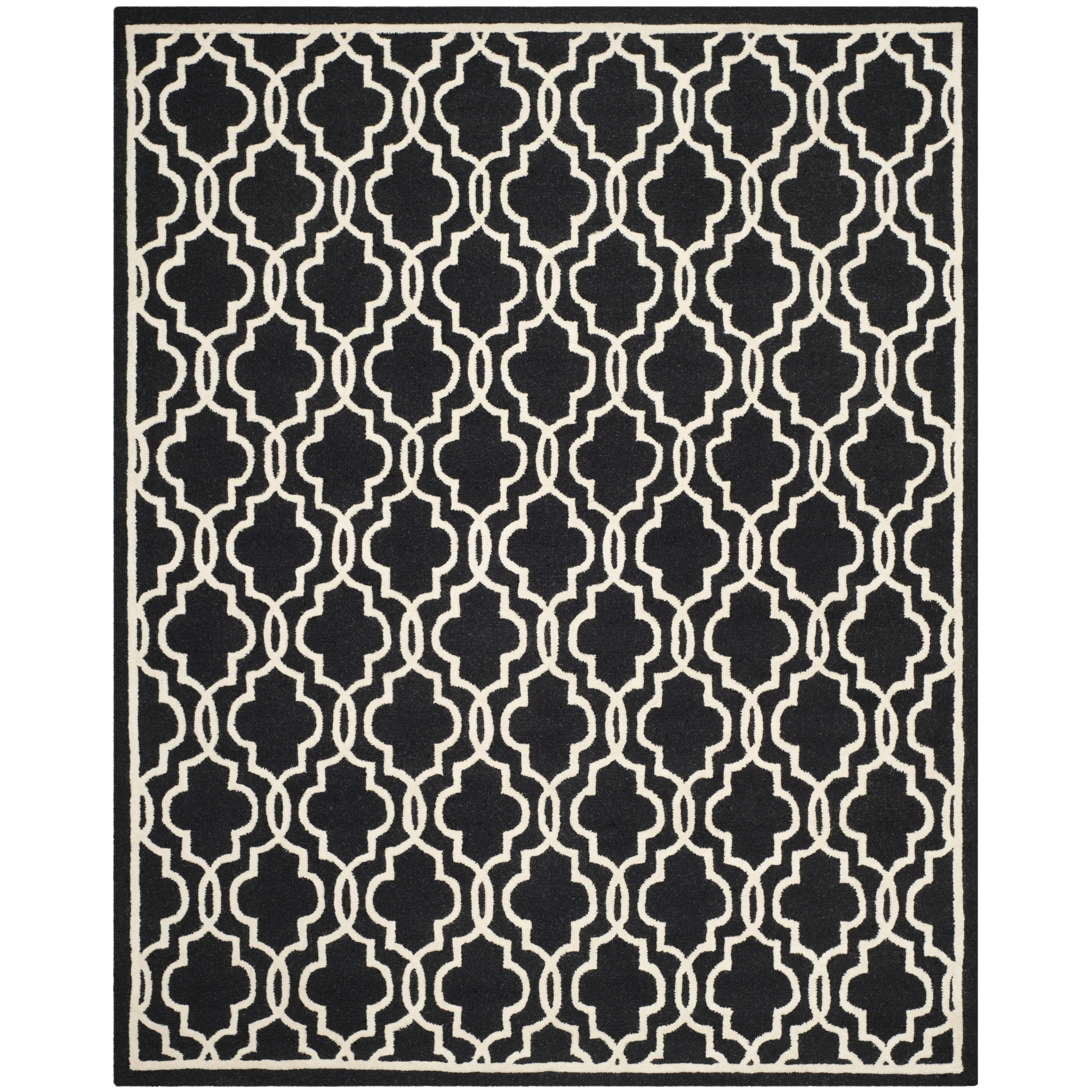 Safavieh Handmade Cambridge Moroccan Abstract Black Wool Rug (9 X 12)