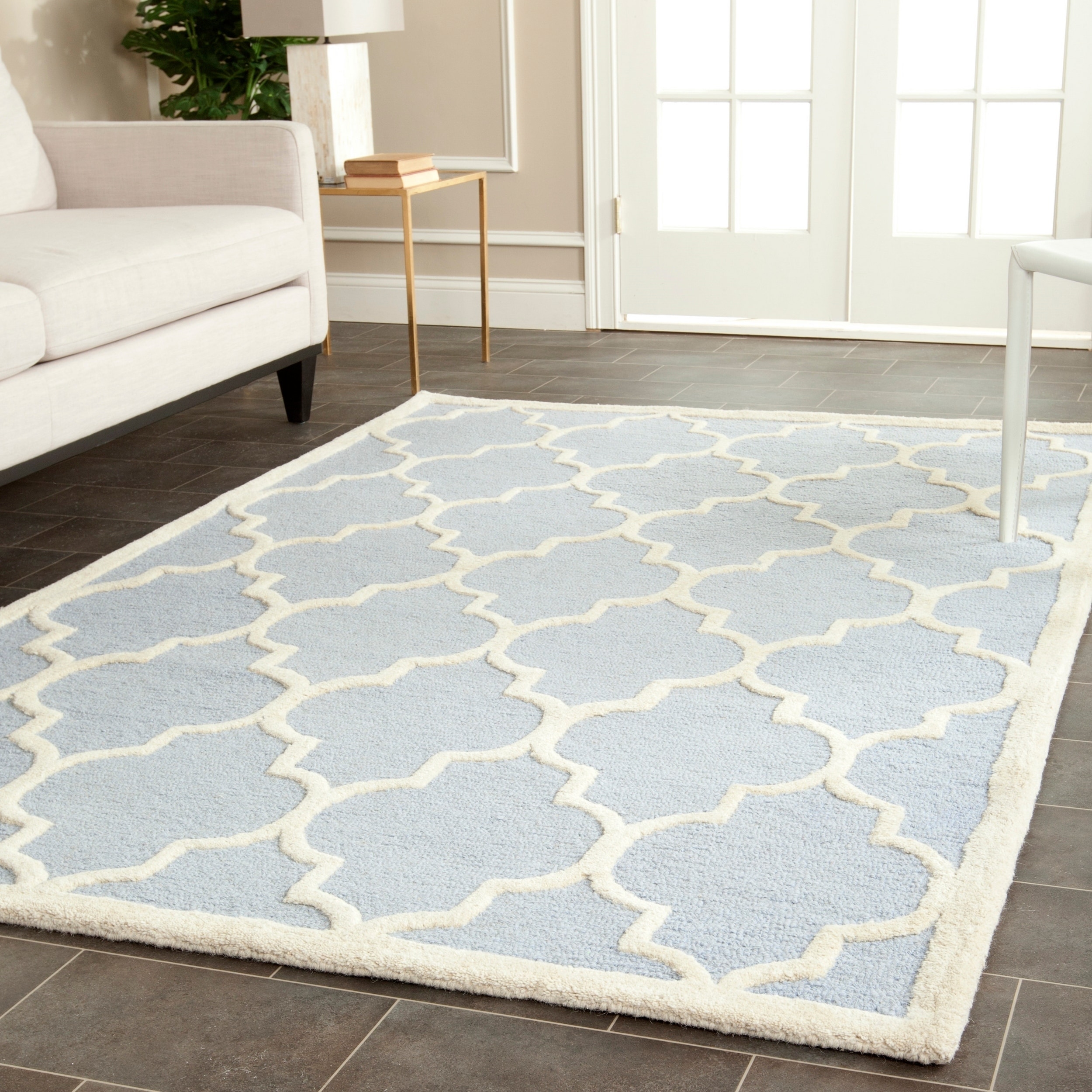 Safavieh Handmade Cambridge Moroccan Geometric Light Blue Wool Rug (8 X 10)