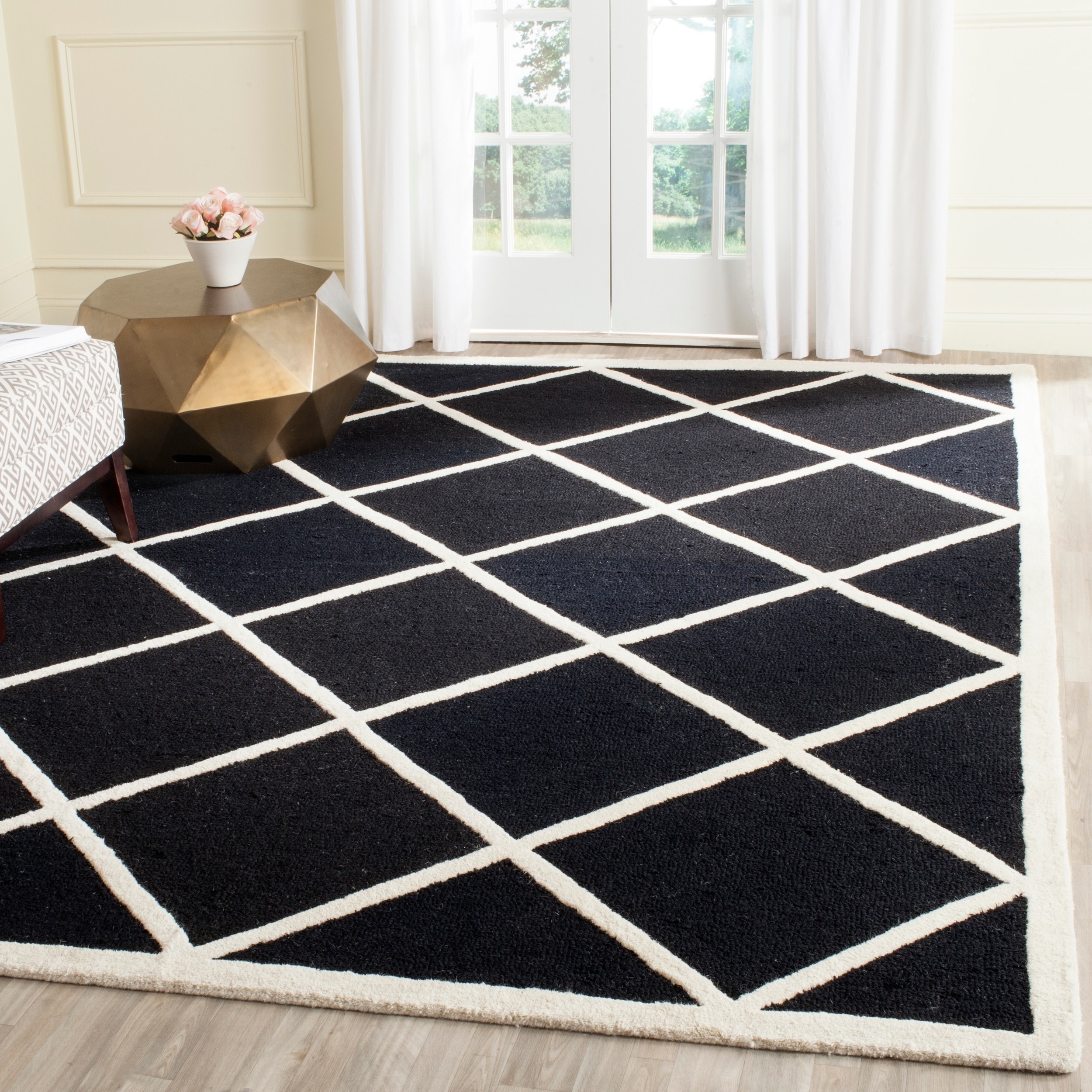 Safavieh Handmade Cambridge Moroccan Black Geometric patterned Wool Rug (6 X 9)