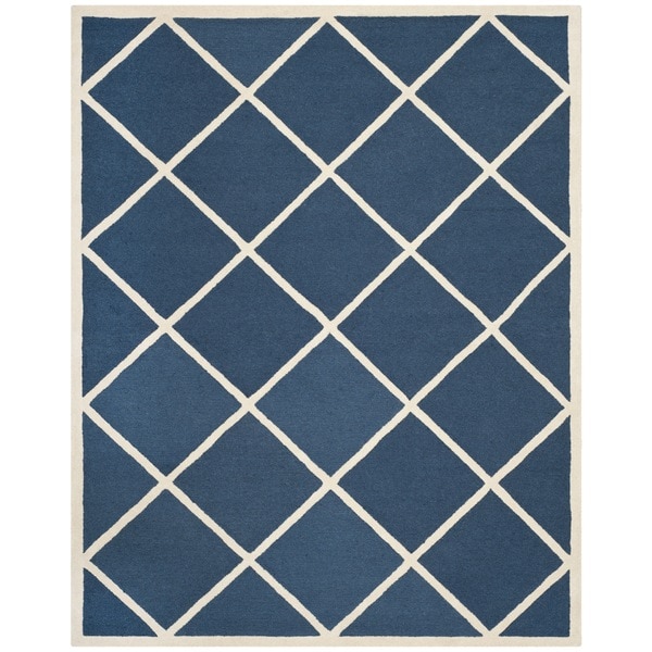 Safavieh Handmade Cambridge Moroccan Diamond Pattern Navy Wool Rug - 8' x 10'