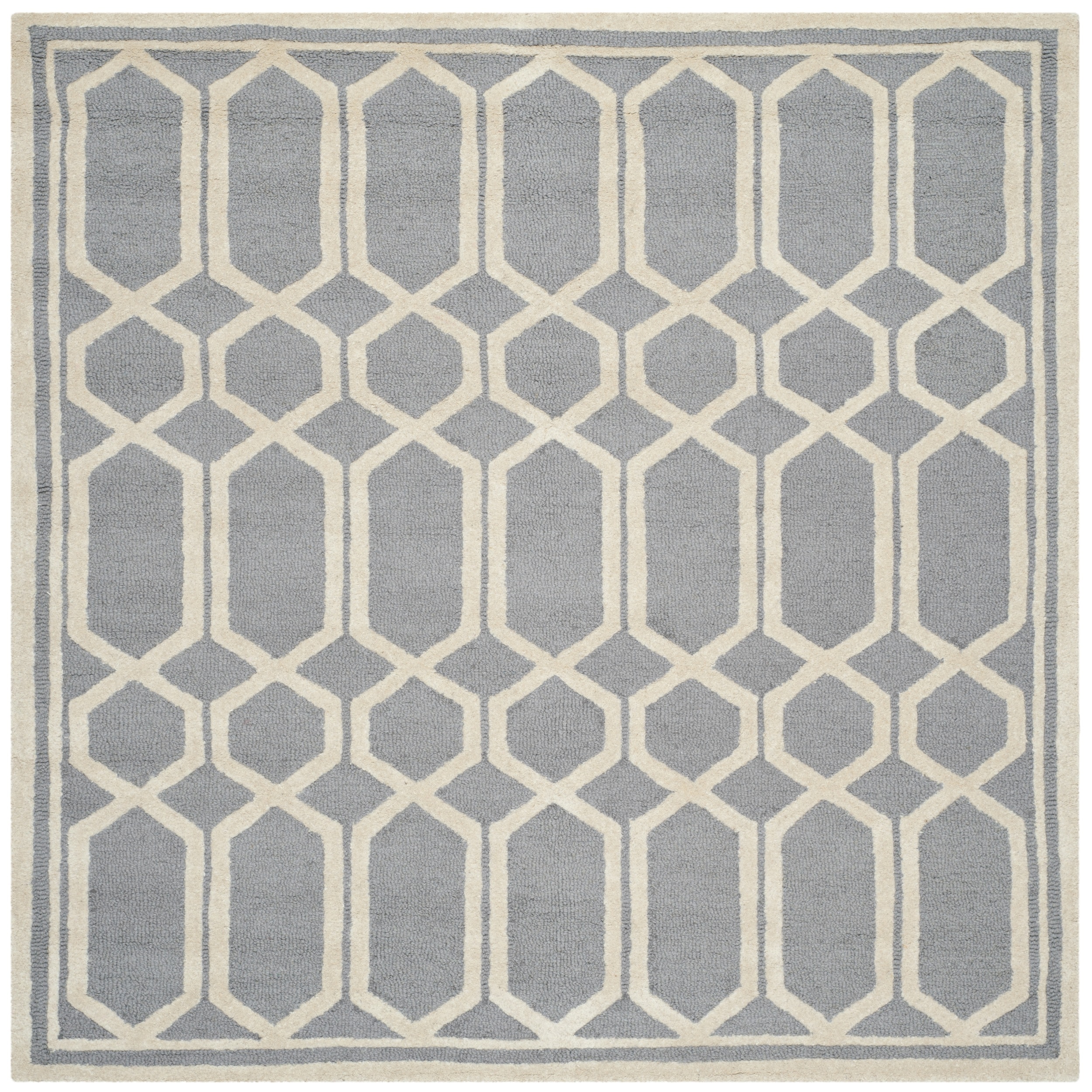 Safavieh Handmade Cambridge Moroccan Silver Diamond geometric motif Wool Rug (6 Square)