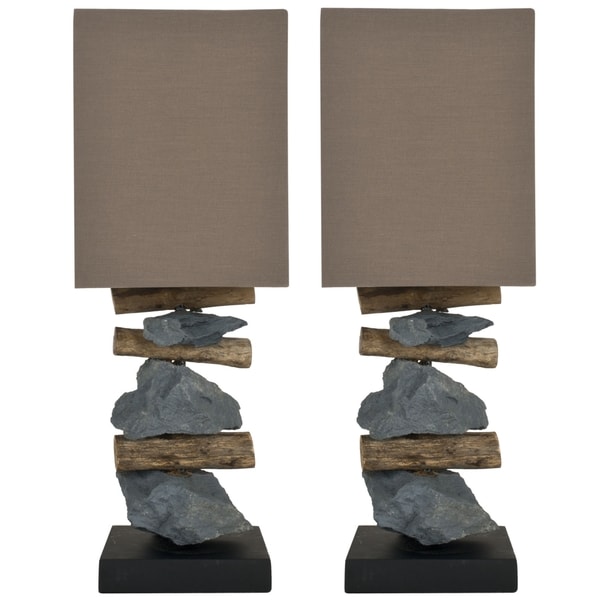 Safavieh Lighting 19.7-inch Highlander Natural Stone Table Lamps (Set of 2) Two)