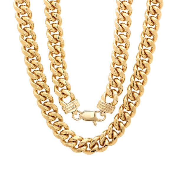 Sterling Essentials Bronze with 14k Goldplating 9mm Cuban Link Chain ...