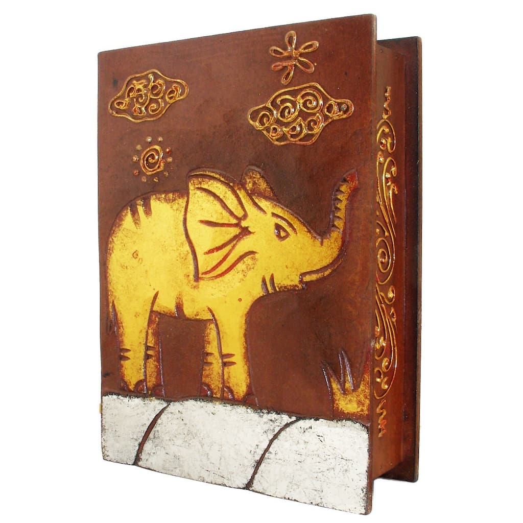 Handmade 10-Inch Elephant Book Style Box (Indonesia)