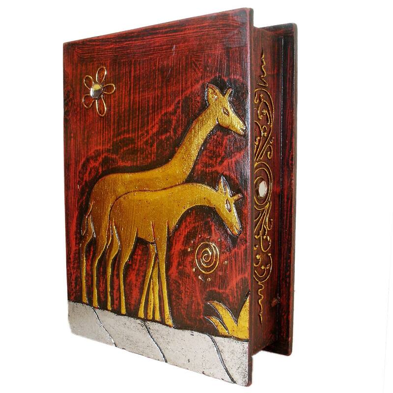 10-Inch Giraffe Book Box, Handmade in Indonesia