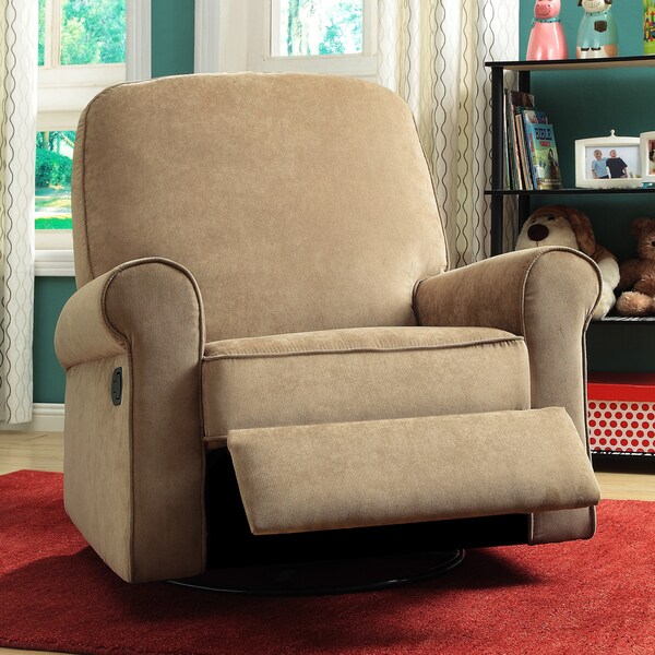 Max Brown Fabric Nursery Swivel Glider Recliner Chair - Overstock - 7942159
