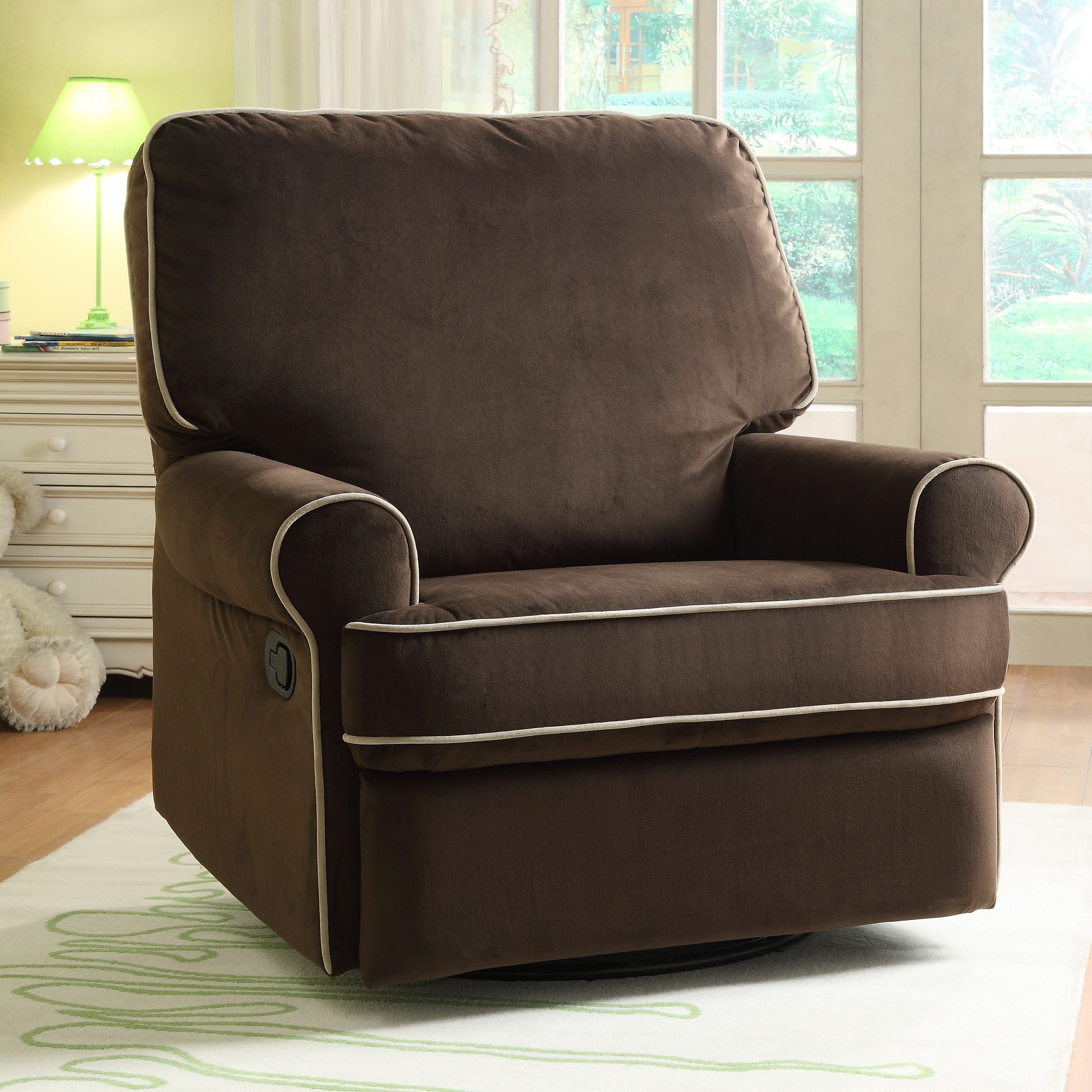 Ella Brown Fabric Nursery Swivel Glider Recliner Chair 42 X 37 39 Ella Brown Fabric Nursery Swivel Glider Recliner Chair 42 X 37 39