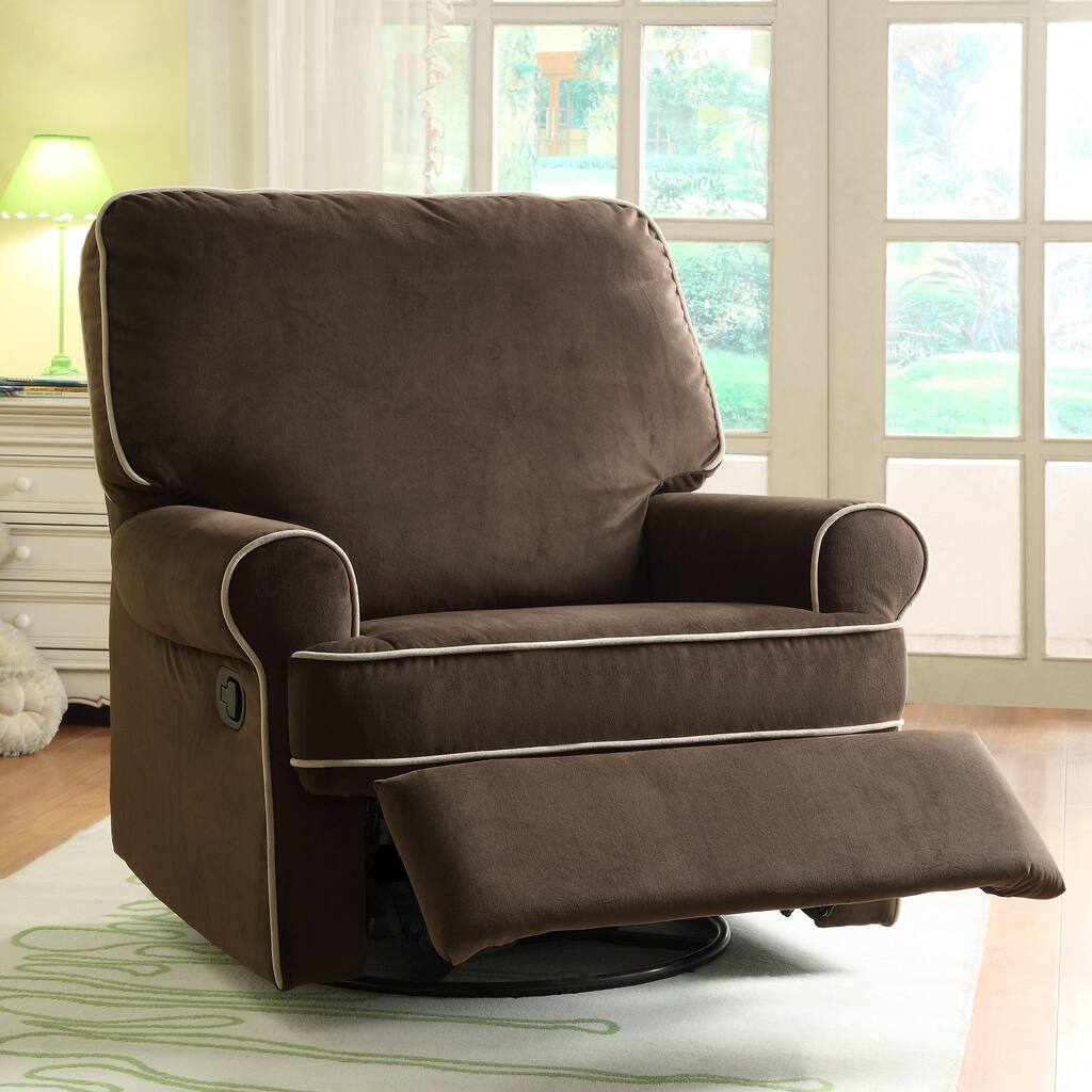 Ella Brown Fabric Nursery Swivel Glider Recliner Chair - 42 x 37 x 39