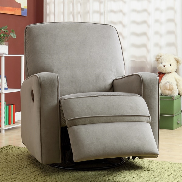 Shop Colton Gray Fabric Modern Nursery Swivel Glider Recliner Chair