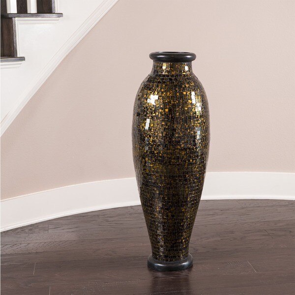 [Handmade] Gold and Black Urn Mosaic Decorative Vase (Indonesia) Free Shipping Today