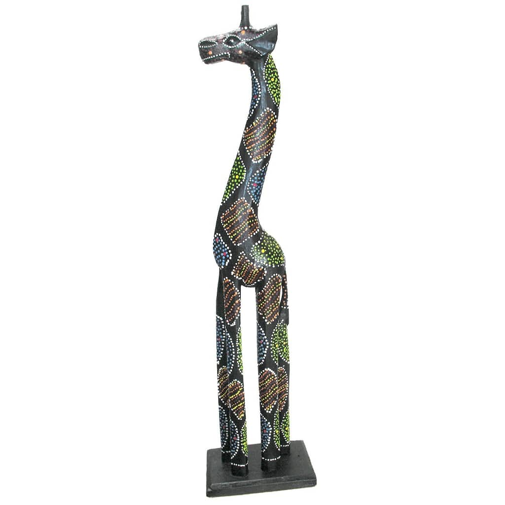Handmade Aboriginal Dot Design Giraffe Statue (Indonesia)