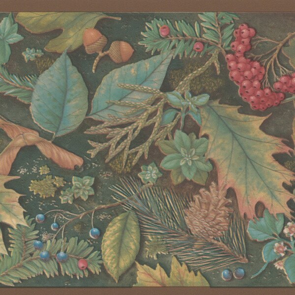 Brewster Green Forest Border Wallpaper