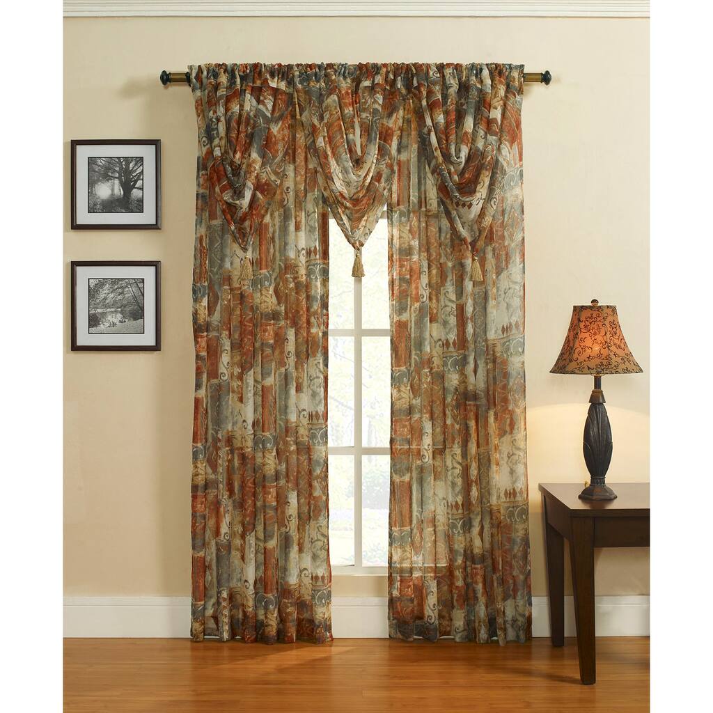 'Decca' Sheer Marbled Floral Valance