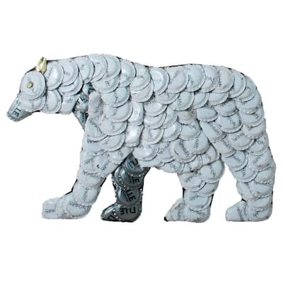 Handmade Bottlecap Polar Bear Wall Plaque