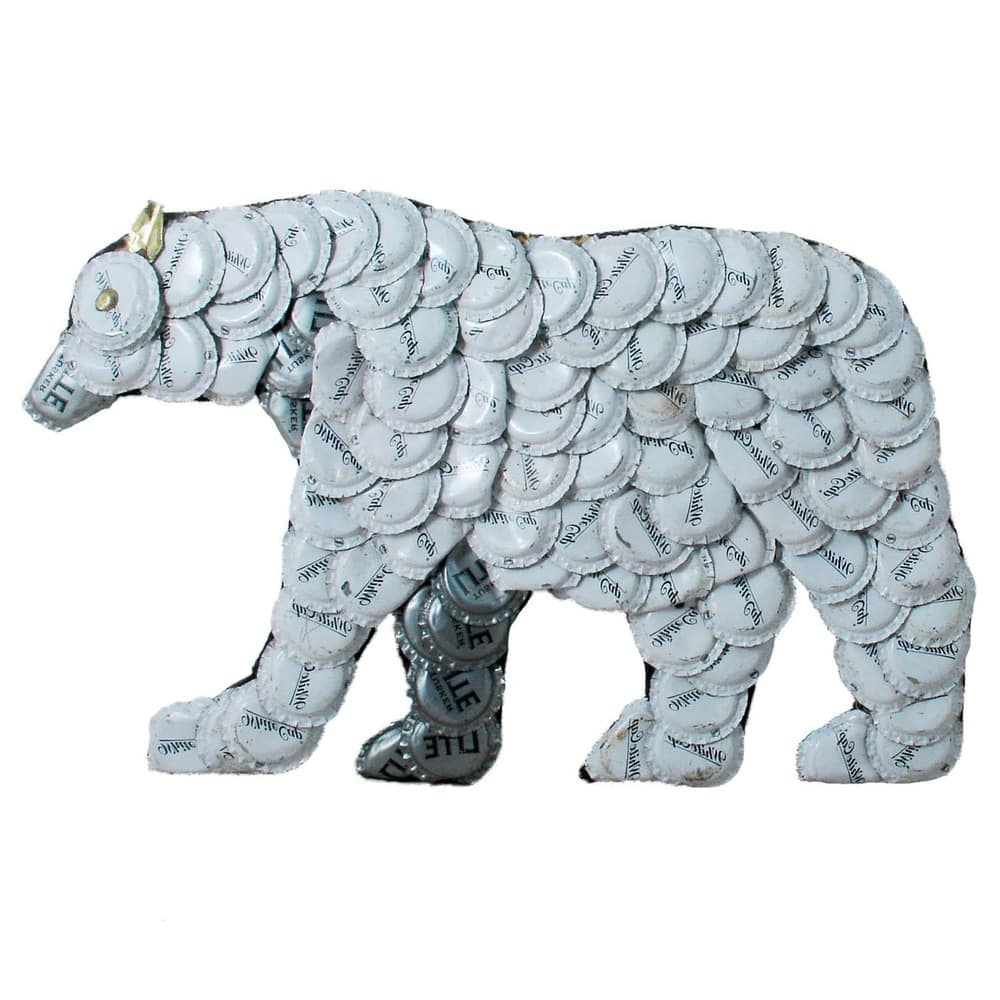 Handmade Bottlecap Polar Bear Wall Plaque