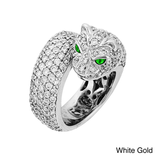 Sonia Bitton 18k Gold 7ct TDW Diamond and Emerald Panther Ring (G-H ...