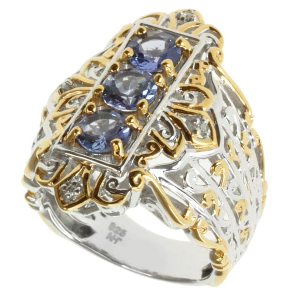 Michael Valitutti Two tone Tanzanite and Diamond Ring Michael Valitutti Gemstone Rings