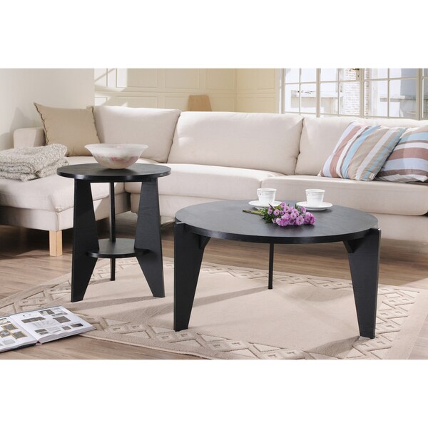 Shop Furniture Of America Ponzuki Black 2 Piece Coffee End