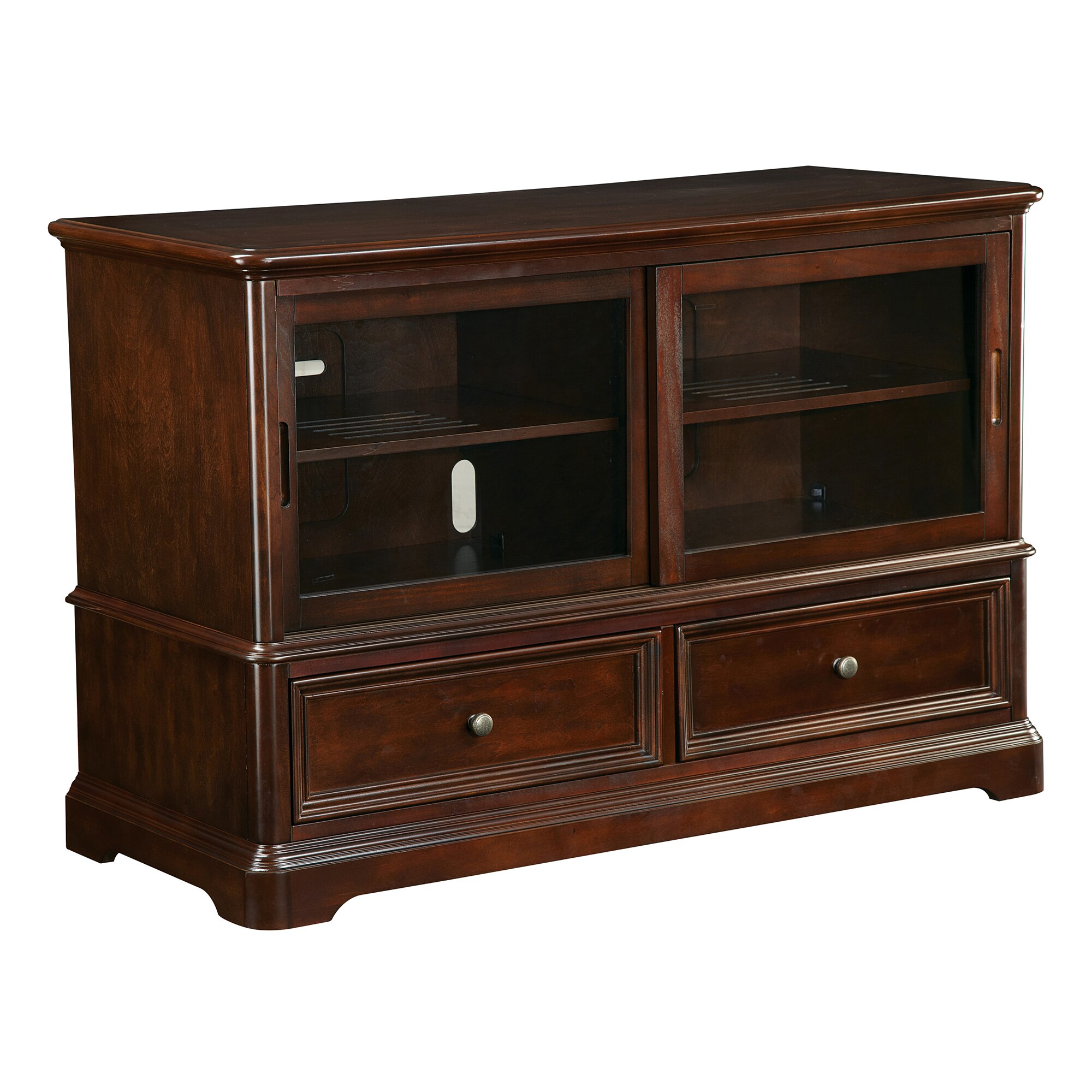 Shop Inspired by Bassett Bennington Wood and Glass TV Console Free