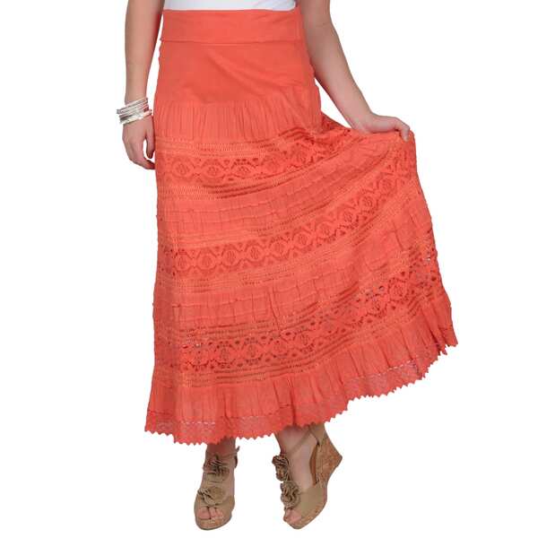 Journee Collection Women's Banded Crochet Detail Maxi Skirt Journee Collection Long Skirts