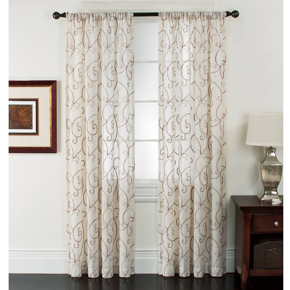 Riverhead Linen Embroidered Curtain Panel Pair