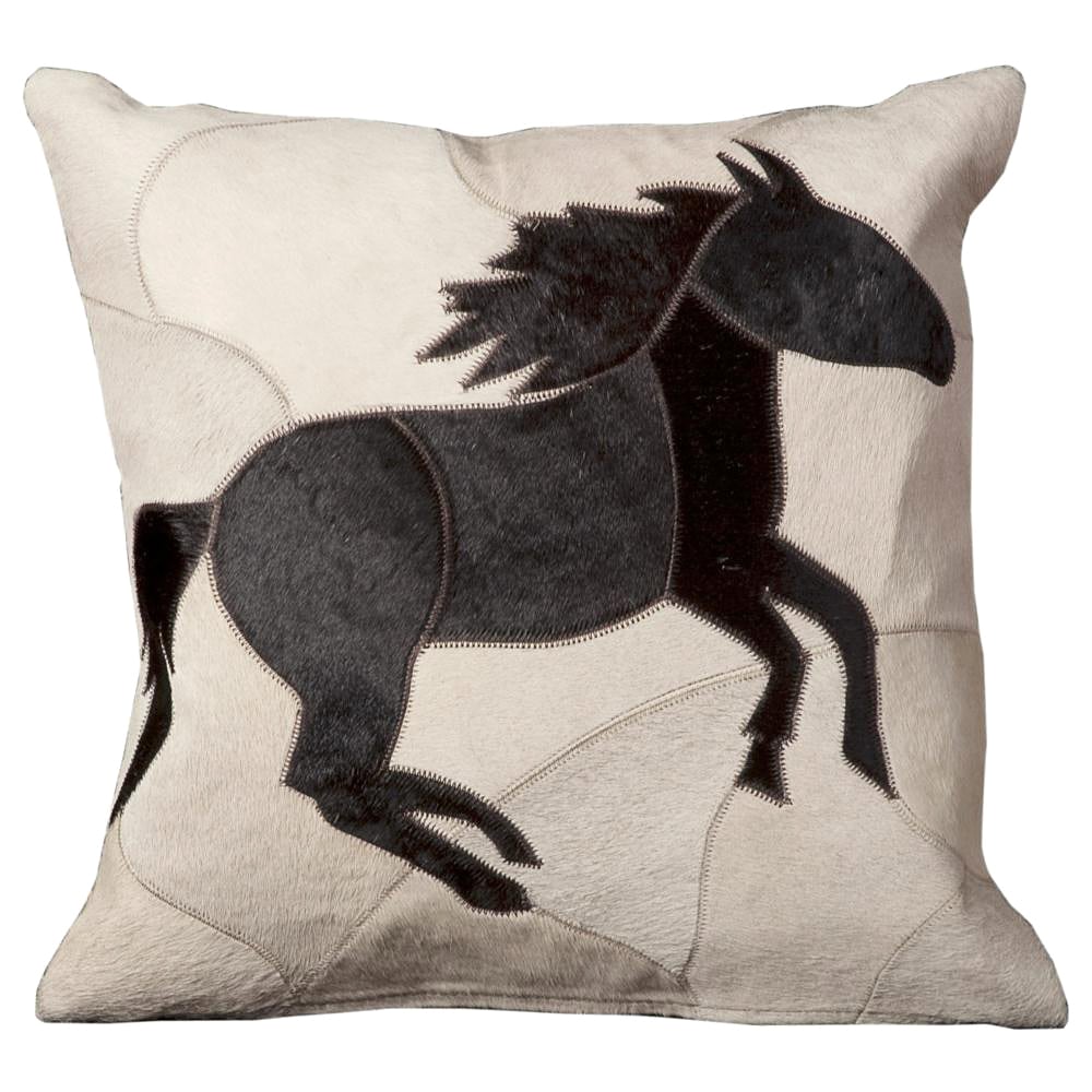 Mina Victory Natural Leather and Hide Horse Ivory Throw Pillow (16