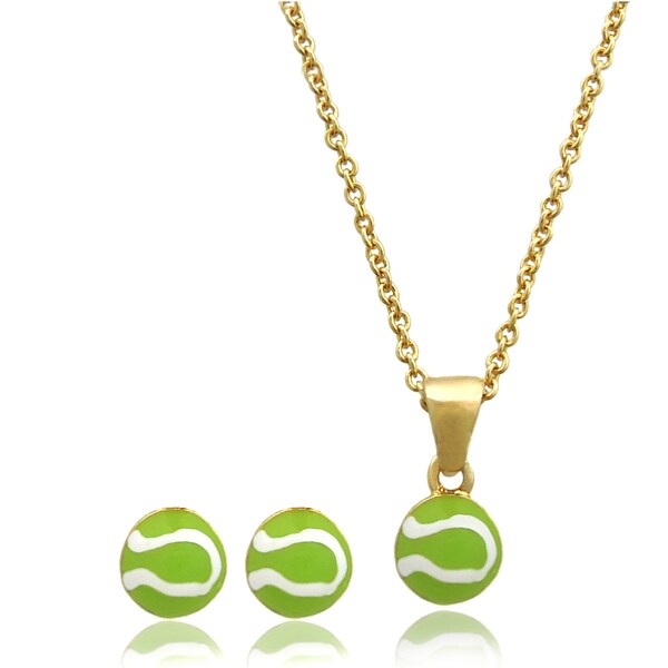 Shop Molly and Emma 18k Gold Overlay Children's Enamel Tennis Ball