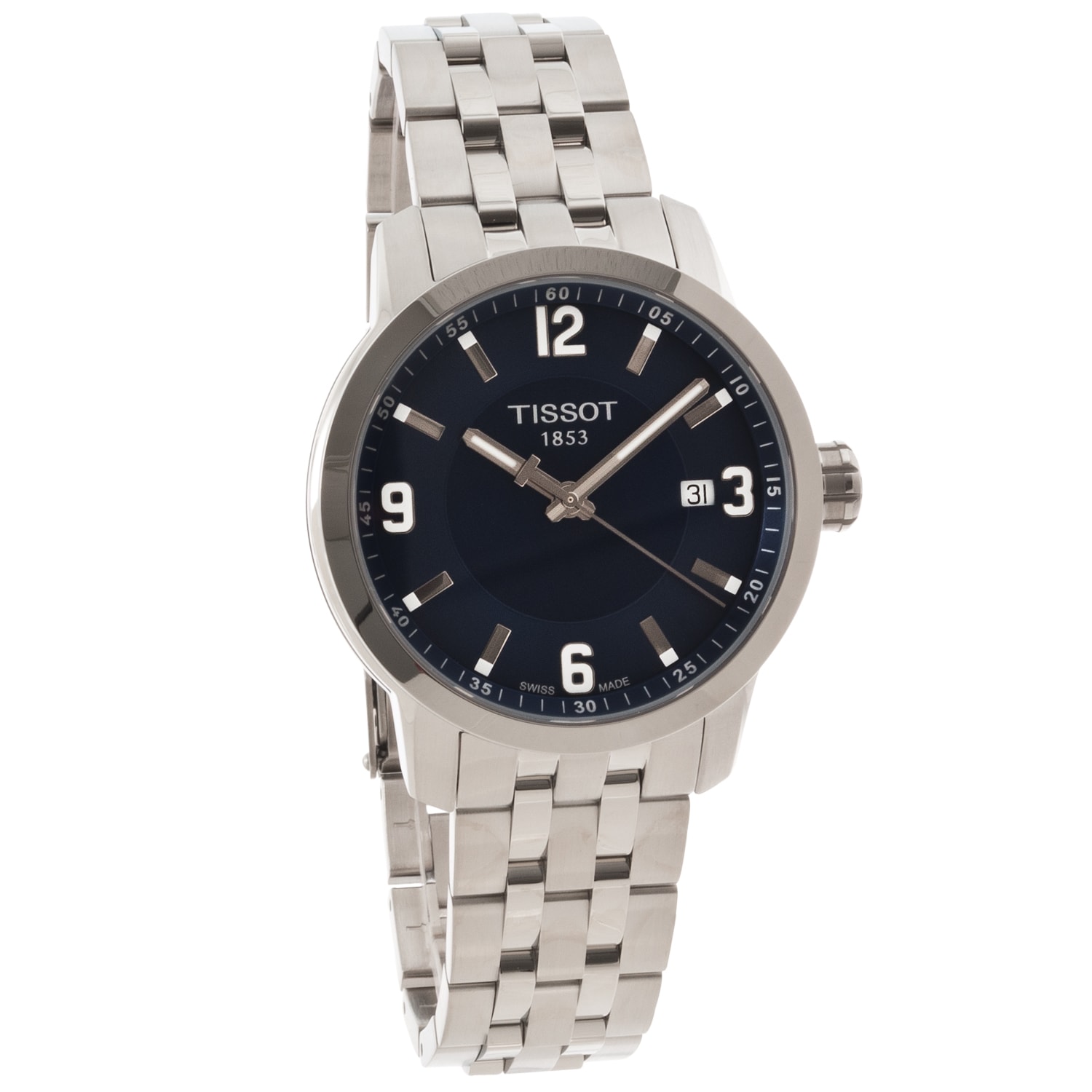 Tissot Men's T0554101104700 'PRC 200' Stainless Steel Blue Dial Watch -  Overstock - 7946086