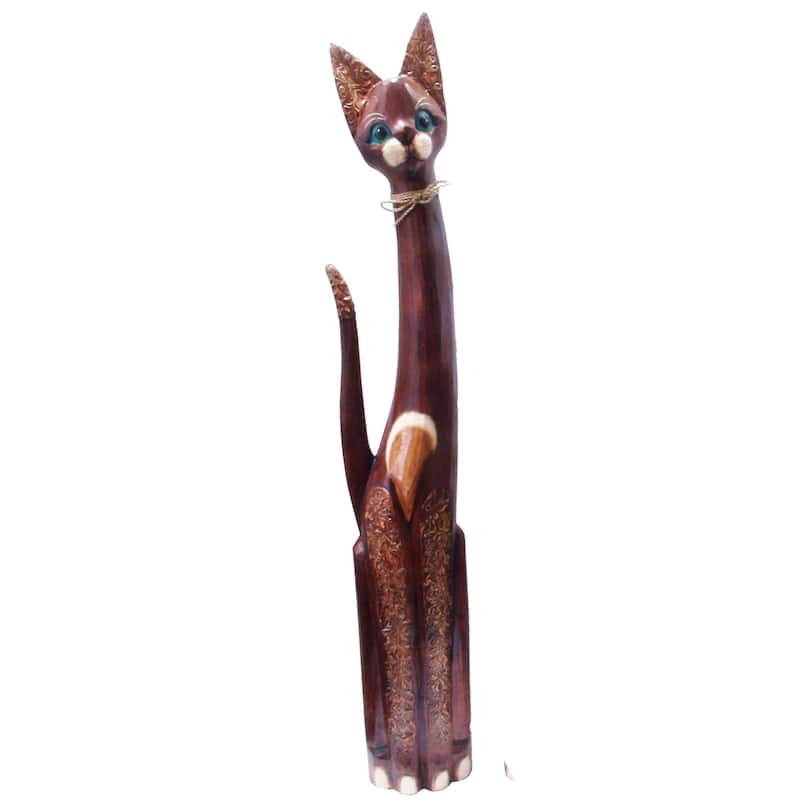 Handmade Bow Tie Cat Statue (Indonesia)