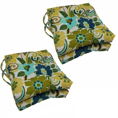 Blazing Needles 16-inch Square Indoor/Outdoor Chair Cushions (Set of 4) - 16" x 16"