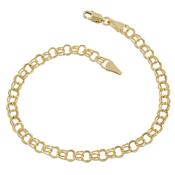 Fremada 14k Yellow Gold 4.9-mm Round Link Charm Bracelet. Opens flyout.
